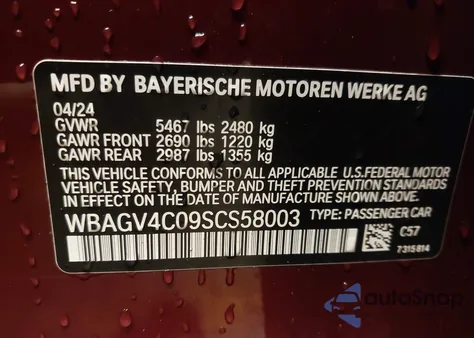 2025 BMW 840I Gran Coupe xDrive z USA, uszkodzony, nr VIN WBAGV4C09SCS58003